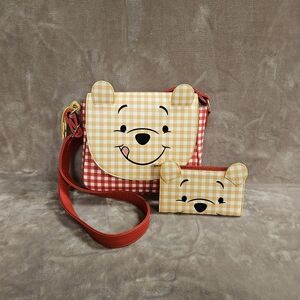 Loungefly Winnie the Pooh Gingham Crossbody Bag And Wallet